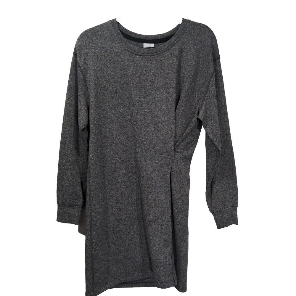 CAbi Women's Put-On #3650 Sweater Tunic Dress Size Small Gray Faux Wrap Casual